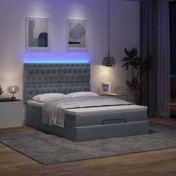 vidaXL Ottoman bed met matrassen en LED's 140x190cm fluweel