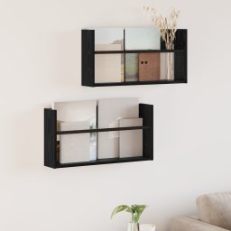 vidaXL Tijdschrift Rek 2 st Zwart Eiken 60 x 12 x 30 cm Bewerkt hout