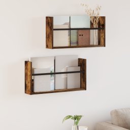 vidaXL Tijdschrift Rek 2 st Gerookt eiken 60 x 12 x 30 cm Bewerkt hout