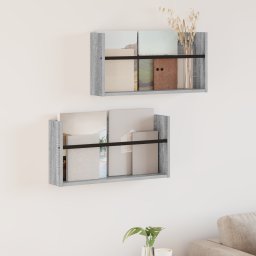 vidaXL Tijdschrift Rek 2 st Grijs Sonoma 60 x 12 x 30 cm Bewerkt hout