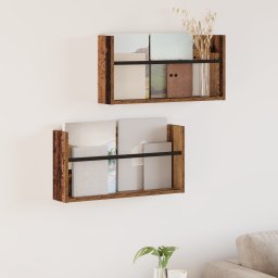 vidaXL Tijdschrift Rek 2 st Oudhout 60 x 12 x 30 cm Bewerkt hout