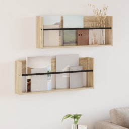 vidaXL Tijdschrift Rek 2 st Sonoma Eiken 80 x 12 x 30 cm Bewerkt hout