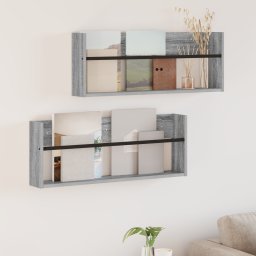 vidaXL Tijdschrift Rek 2 st Grijs Sonoma 80 x 12 x 30 cm Bewerkt hout