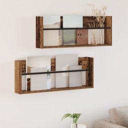 vidaXL Tijdschrift Rek 2 st Oudhout 80 x 12 x 30 cm Bewerkt hout
