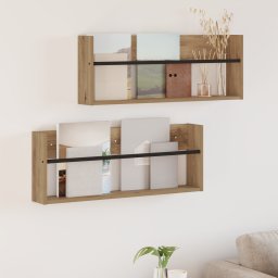 vidaXL Tijdschrift Rek 2 st Artisan Eiken 80 x 12 x 30 cm Bewerkt hout