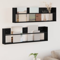 vidaXL Tijdschrift Rek 2 st Zwart Eiken 100 x 12 x 30 cm Bewerkt hout