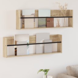 vidaXL Tijdschrift Rek 2 st Sonoma Eiken 100 x 12 x 30 cm Bewerkt hout