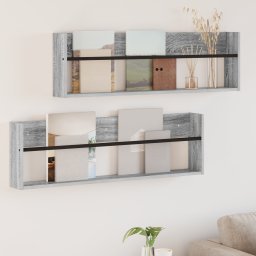 vidaXL Tijdschrift Rek 2 st Grijs Sonoma 100 x 12 x 30 cm Bewerkt hout