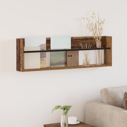 vidaXL Tijdschrift Rek met plank Oudhout 100 x 12 x 30 cm Bewerkt hout