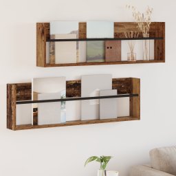 vidaXL Tijdschrift Rek 2 st Oudhout 100 x 12 x 30 cm Bewerkt hout