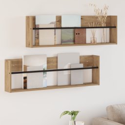 vidaXL Tijdschrift Rek met plank 2 st Artisan Eiken 100 x 12 x 30 cm