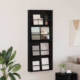 vidaXL Tijdschrift Rek 2 st Zwart Eiken 60 x 12 x 70 cm Bewerkt hout