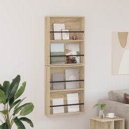 vidaXL Tijdschrift Rek 2 st Sonoma Eiken 60 x 12 x 70 cm Bewerkt hout