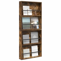vidaXL Tijdschrift Rek met plank 2 st Gerookt eiken 60 x 12 x 70 cm