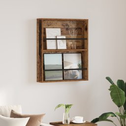 vidaXL Tijdschrift Rek met plank Oudhout 60 x 12 x 70 cm Bewerkt hout