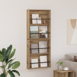 vidaXL Tijdschrift Rek 2 st Artisan Eiken 60 x 12 x 70 cm Bewerkt hout