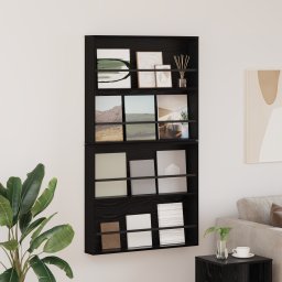 vidaXL Tijdschrift Rek 2 st Zwart Eiken 80 x 12 x 70 cm Bewerkt hout