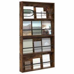 vidaXL Tijdschrift Rek met plank 2 st Gerookt eiken 80 x 12 x 70 cm