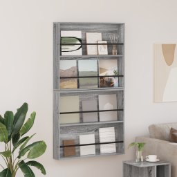 vidaXL Tijdschrift Rek 2 st Grijs Sonoma 80 x 12 x 70 cm Bewerkt hout