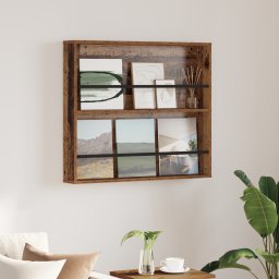 vidaXL Tijdschrift Rek met plank Oudhout 80 x 12 x 70 cm Bewerkt hout