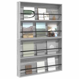 vidaXL Tijdschrift Rek met plank 2 st Grijs Sonoma 100 x 12 x 70 cm