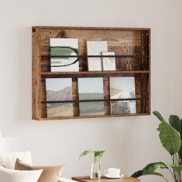 vidaXL Tijdschrift Rek met plank Oudhout 100 x 12 x 70 cm Bewerkt hout