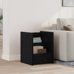 vidaXL Tijdschrift Rek Zwart Eiken 35 x 35 x 45 cm Bewerkt hout