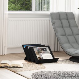 vidaXL Tijdschrift Rek Zwart Eiken 53 x 40 x 28,5 cm Bewerkt hout