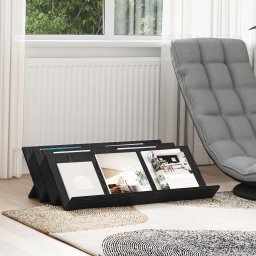 vidaXL Tijdschrift Rek Zwart Eiken 90 x 53 x 28,5 cm Bewerkt hout