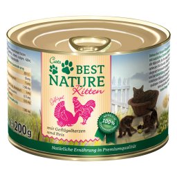 12x 200g Best Nature Kitten Gevogeltehart & Rijst Kattenvoer Nat