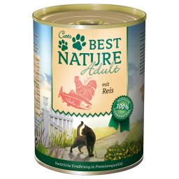 12x 400g Best Nature Cat Adult Zalm, Kip & Rijst natvoer voor katten