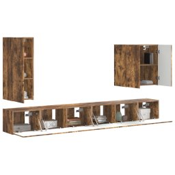 vidaXL TV Wandkast Set 6 st 78,5 x 30 x 29,5 cm Gerookt eiken