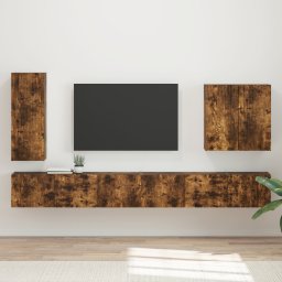 vidaXL TV Wandkast Set 6 st Gerookt eiken