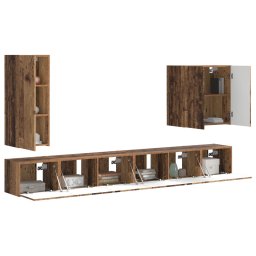 vidaXL TV Wandkast Set 6 st 78,5 x 30 x 29,5 cm Oud Hout