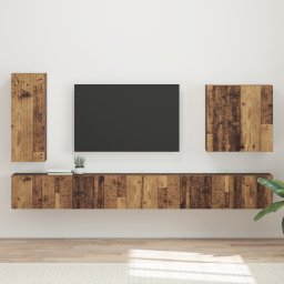 vidaXL TV Wandkast Set 6 st Oud Hout