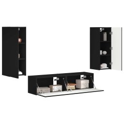 vidaXL Tv-meubelset 2 st 30 x 31 x 80 cm Zwart