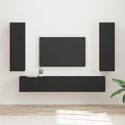 vidaXL Tv-meubelset 3 st Zwart Bewerkt hout
