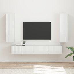 vidaXL Tv-meubelset 3 st Hoogglans wit Bewerkt hout