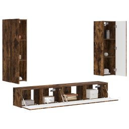 vidaXL Tv-meubelset 3 st 30 x 31 x 100 cm Gerookt eiken
