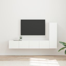 vidaXL Tv-meubelset 3 st Wit Bewerkt hout
