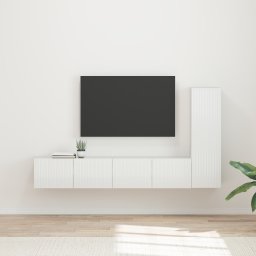 vidaXL Tv-meubelset 3 st Hoogglans wit Bewerkt hout