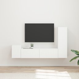 vidaXL Tv-meubelset 4 st Wit Bewerkt hout