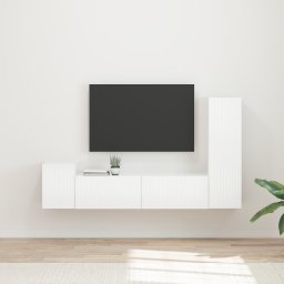 vidaXL Tv-meubelset 4 st Hoogglans wit Bewerkt hout