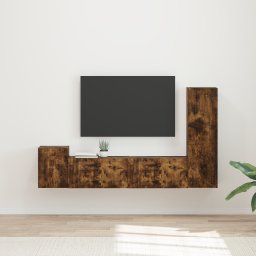 vidaXL Tv-meubelset 4 st Gerookt eiken Bewerkt hout