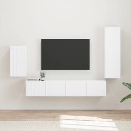 vidaXL Tv-meubelset 4 st Wit Bewerkt hout