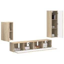 vidaXL Tv-meubelset 4 st 31 x 30 x 100 cm Sonoma Eiken