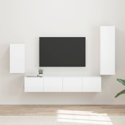 vidaXL Tv-meubelset 4 st Hoogglans wit Bewerkt hout
