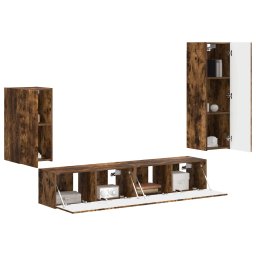 vidaXL Tv-meubelset 4 st 31 x 30 x 100 cm Gerookt eiken