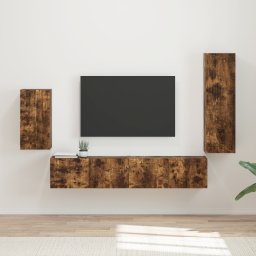 vidaXL Tv-meubelset 4 st Gerookt eiken Bewerkt hout