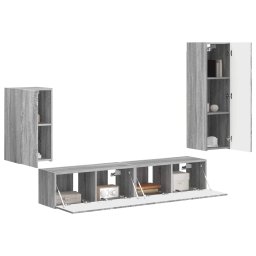 vidaXL Tv-meubelset 4 st 31 x 30 x 100 cm Grijs Sonoma